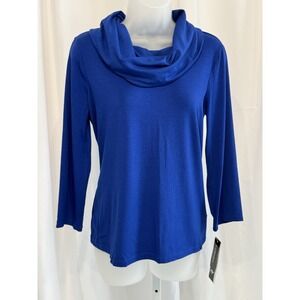 Peter Nygard cow neck pullover shirt 3/4 Sleeve royal blue size medium NWT